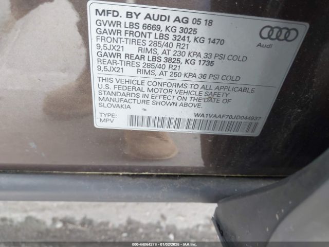 2018 AUDI Q7 WA1VAAF70JD044937 Photo 8