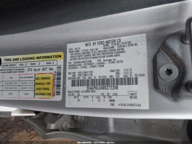 Ford Fusion Hybrid Se 2019 3FA6P0LU4KR272208 Image 9