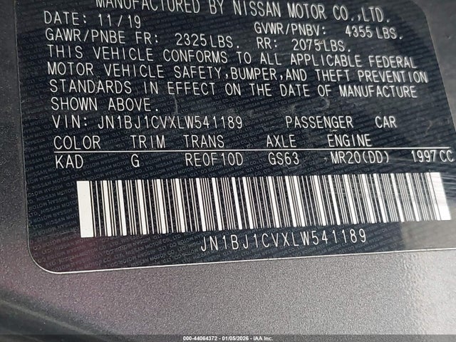 JN1BJ1CVXLW541189 Nissan Rogue Sport Sl Fwd Xtronic Cvt