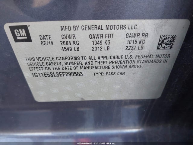 1G11E5SL3EF298583 Chevrolet MALIBU 2LT