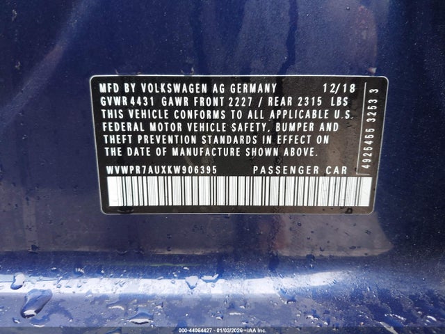 WVWPR7AUXKW906395 Volkswagen E-golf Sel Premium