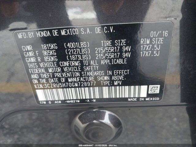 3CZRU5H70GM728977 Honda Hr-v Ex-l
