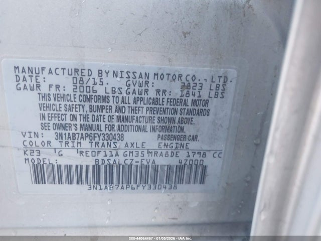 Nissan SENTRA S 2015 3N1AB7AP6FY330438 Image 9
