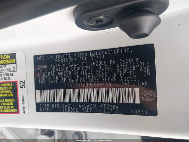 4T1G11AK9MU548459 Toyota CAMRY SE