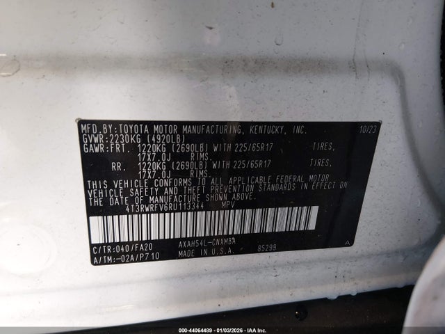 4T3RWRFV6RU113344 Toyota Rav4 Hybrid Xle