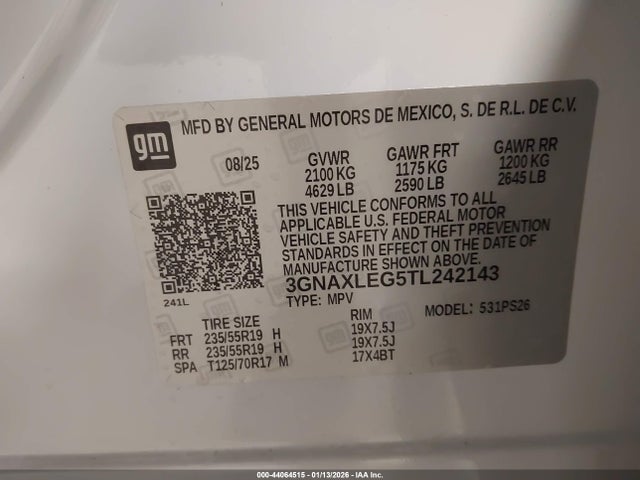 3GNAXLEG5TL242143 Chevrolet Equinox Fwd Rs