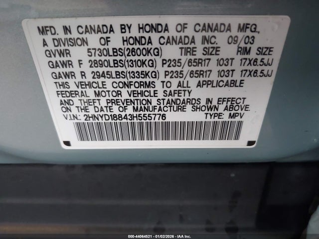 2003 ACURA MDX 2HNYD18843H555776 Photo 8