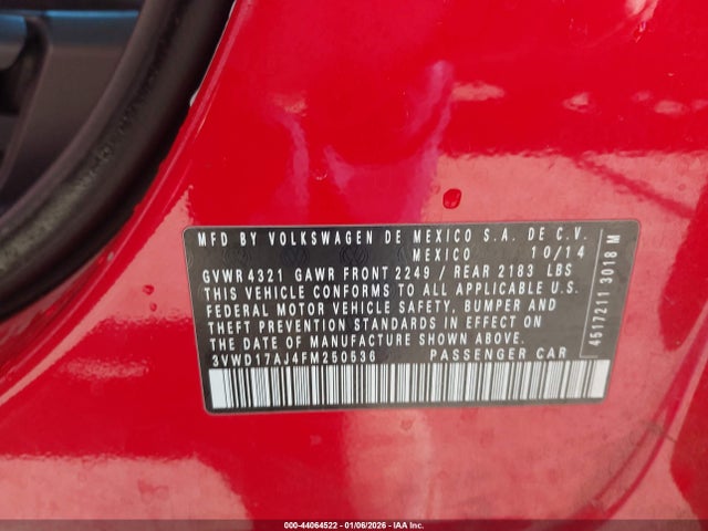 3VWD17AJ4FM250536 Volkswagen Jetta 1.8t Se