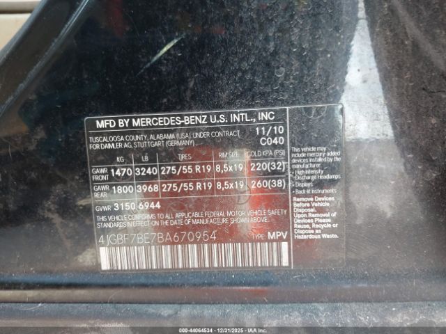 2011 MERCEDES-BENZ GL 450 4JGBF7BE7BA670954 Photo 8