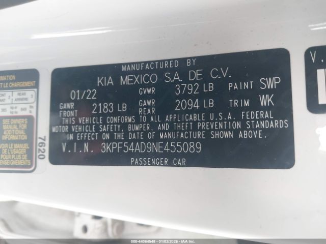 2022 KIA FORTE 3KPF54AD9NE455089 Photo 8