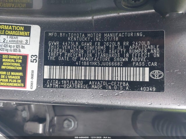4T1B61HK5JU066682 Toyota CAMRY XSE