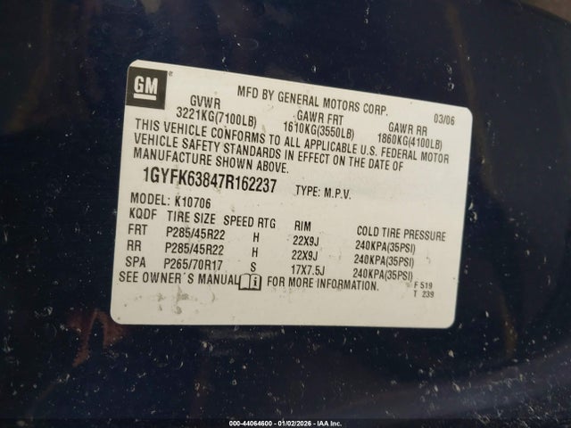 2007 CADILLAC ESCALADE 1GYFK63847R162237 Photo 8