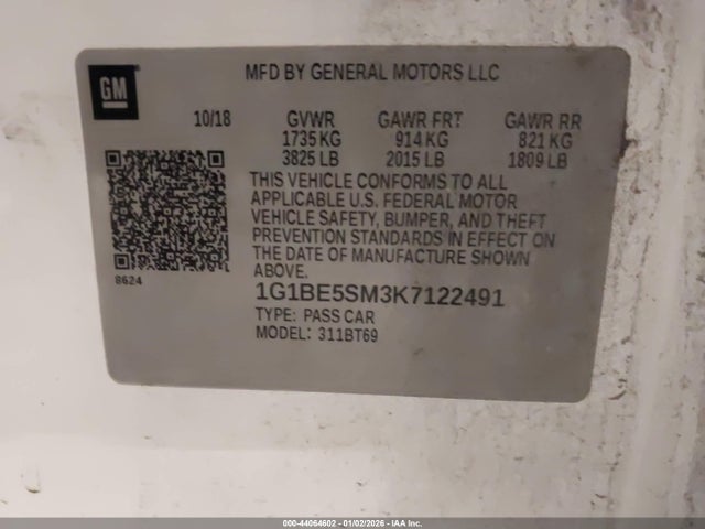 1G1BE5SM3K7122491 Chevrolet CRUZE LT