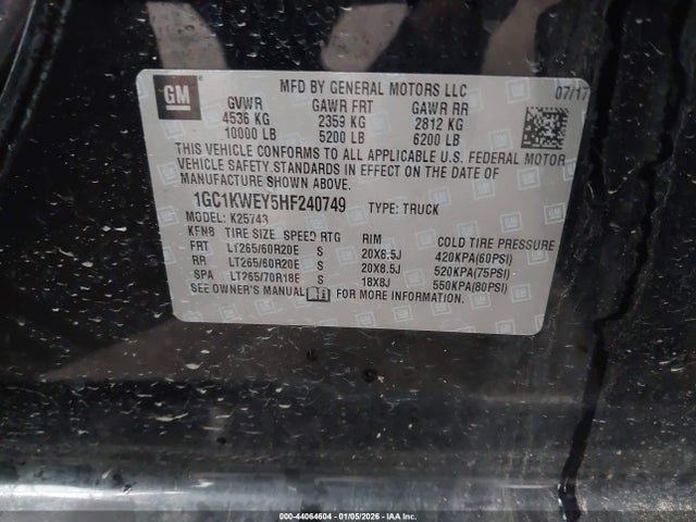 1GC1KWEY5HF240749 Chevrolet Silverado 2500hd Ltz