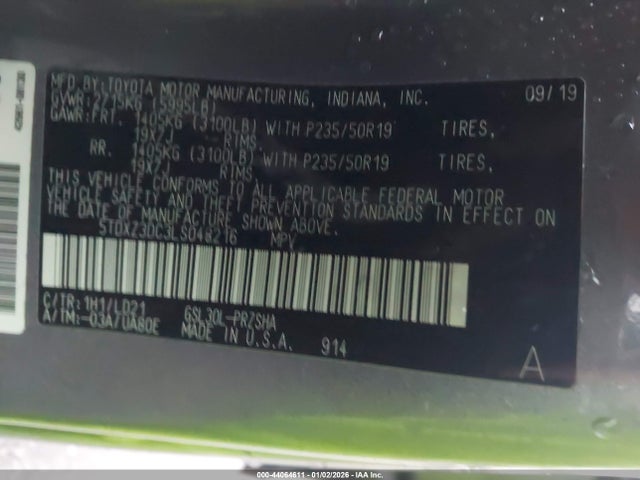 Toyota SIENNA SE 2020 5TDXZ3DC3LS048216 Image 9