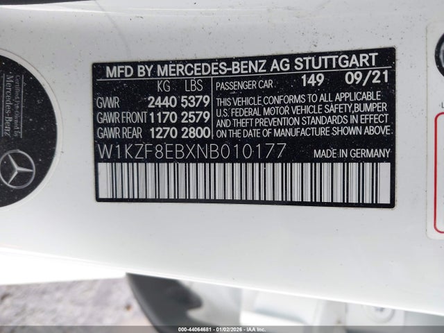 2022 MERCEDES-BENZ E 350 W1KZF8EBXNB010177 Photo 8