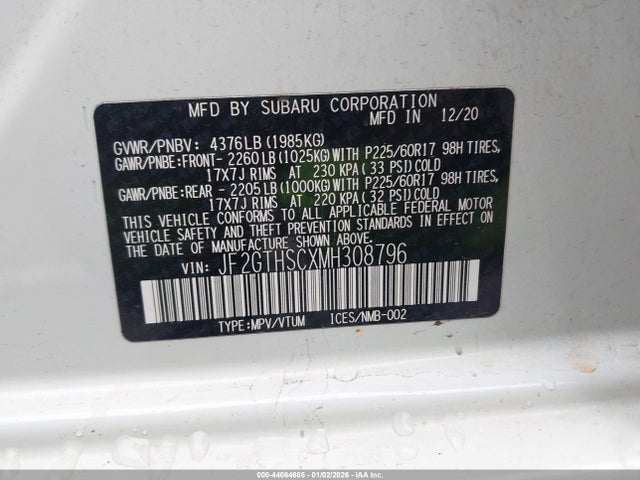 Subaru Crosstrek Sport 2021 JF2GTHSCXMH308796 Image 9