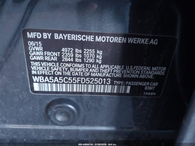 Продажа на аукционе авто 2015 Bmw 528i, vin: WBA5A5C55FD525013, номер лота: 44064744