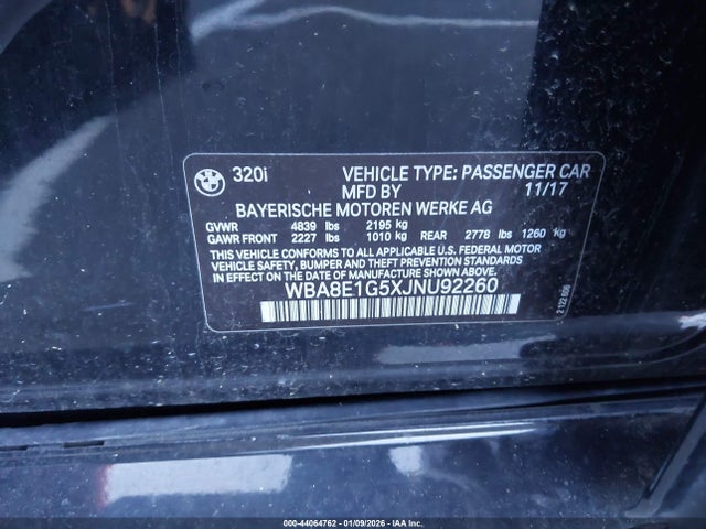 2018 BMW 320I WBA8E1G5XJNU92260 Photo 8