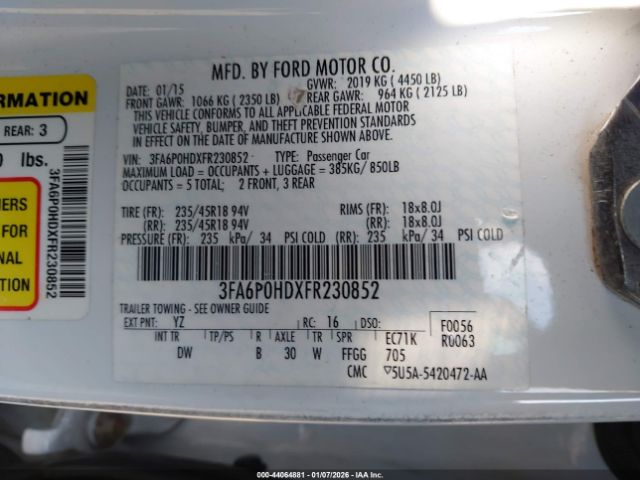 2015 FORD FUSION 3FA6P0HDXFR230852 Photo 8