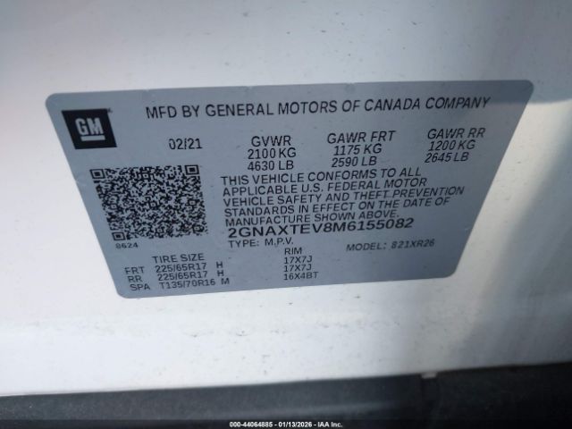 2021 CHEVROLET EQUINOX 2GNAXTEV8M6155082 Photo 8
