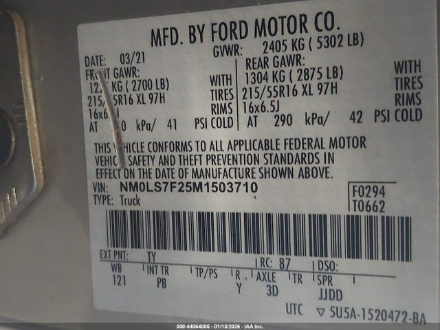NM0LS7F25M1503710 Ford Transit Connect Xlt