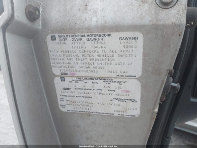 1987 CHEVROLET CORVETTE 1G1YY2181H5105018 Photo 8