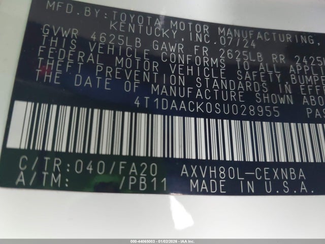 Toyota CAMRY LE 2025 4T1DAACK0SU028955 Image 9