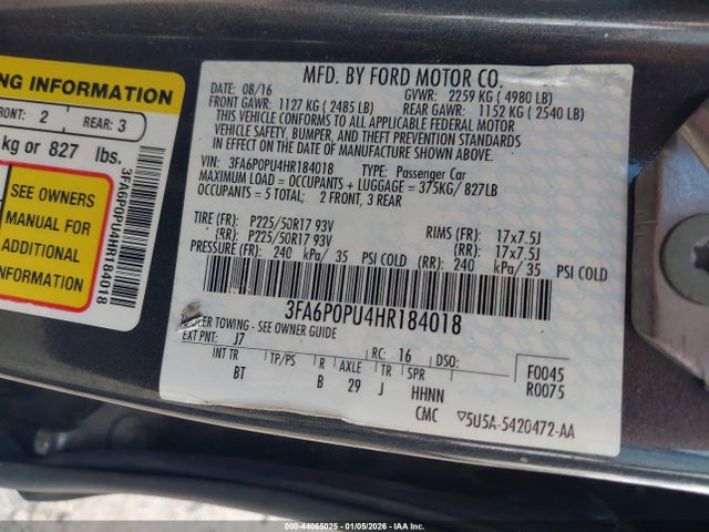 2017 FORD FUSION ENERGI 3FA6P0PU4HR184018 Photo 8