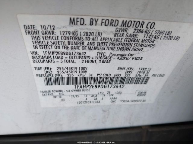 2013 FORD TAURUS 1FAHP2E89DG173642 Photo 8
