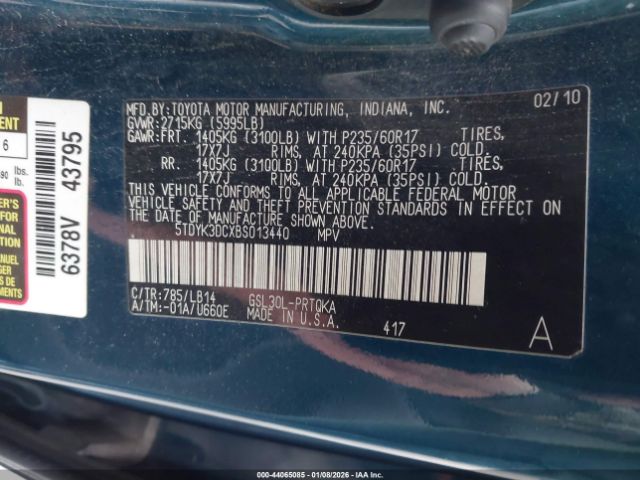 2011 TOYOTA SIENNA 5TDYK3DCXBS013440 Photo 8