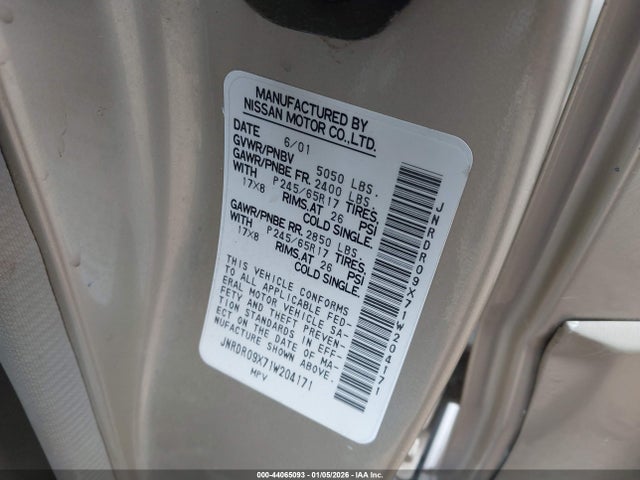 2001 INFINITI QX4 JNRDR09X71W204171 Photo 8