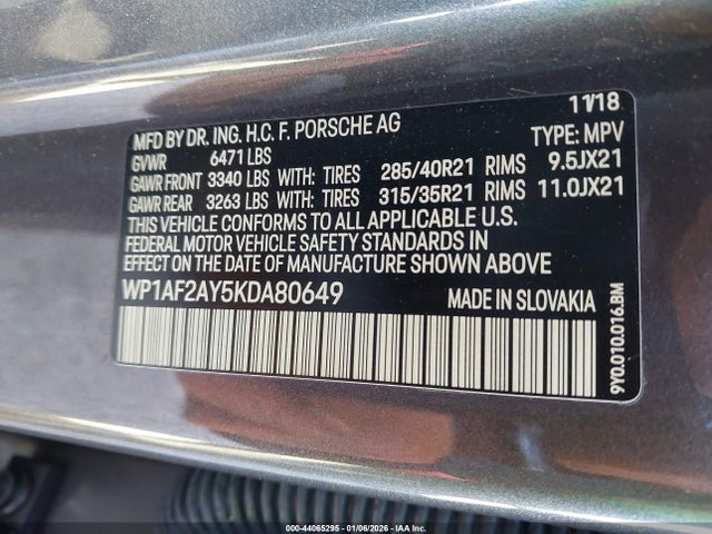 2019 PORSCHE CAYENNE WP1AF2AY5KDA80649 Photo 8