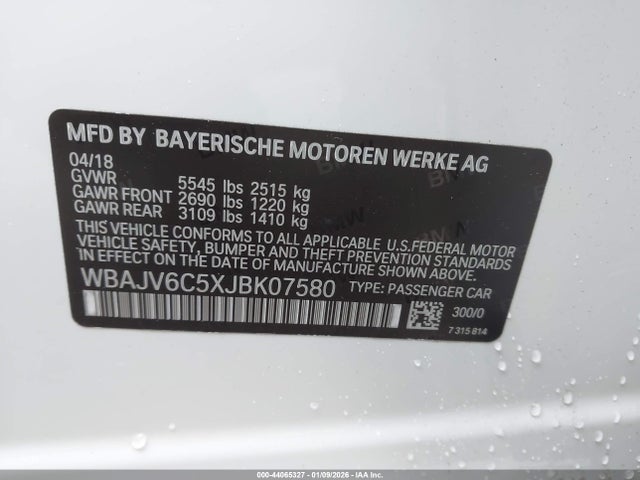 Aukcja sprzedaży 2018 Bmw 640i Gran Turismo Xdrive, vin: WBAJV6C5XJBK07580, numer aukcji: 44065327