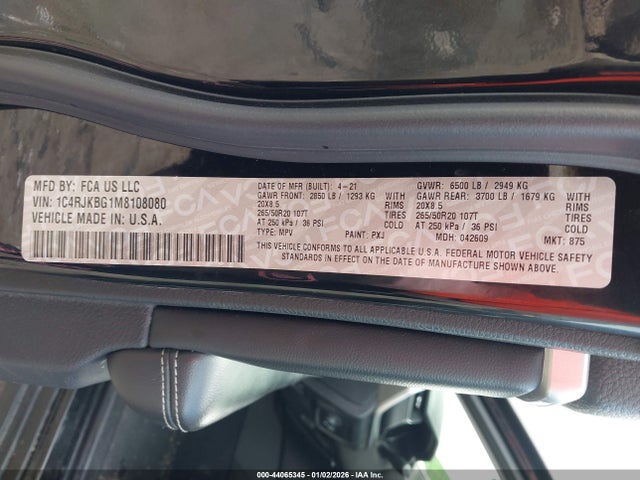 2021 JEEP GRAND CHEROKEE L 1C4RJKBG1M8108080 Photo 8