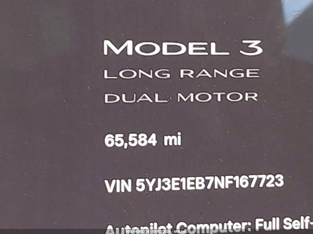 Tesla Model 3 Long Range Dual Motor All-wheel Drive 2022 5YJ3E1EB7NF167723 Image 15