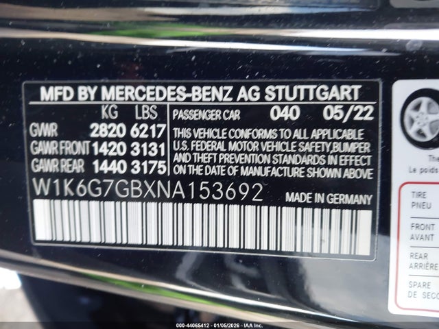 2022 MERCEDES-BENZ S 580 W1K6G7GBXNA153692 Photo 8