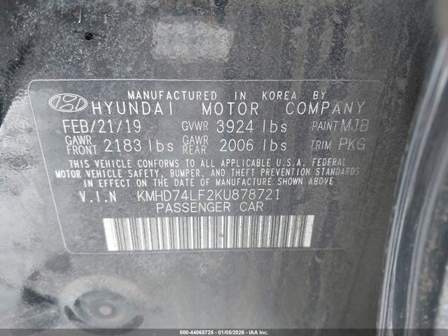 2019 HYUNDAI ELANTRA KMHD74LF2KU878721 Photo 8