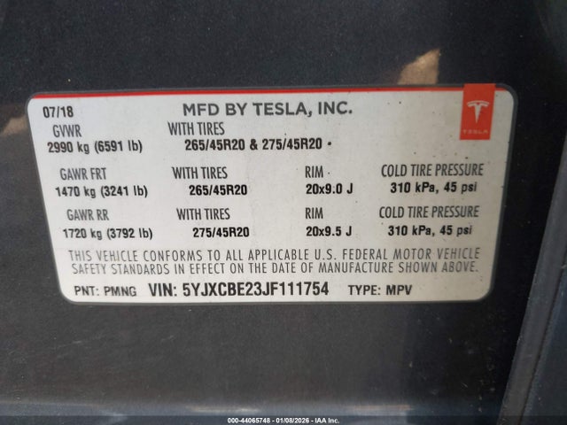 2018 TESLA MODEL X 5YJXCBE23JF111754 Photo 8