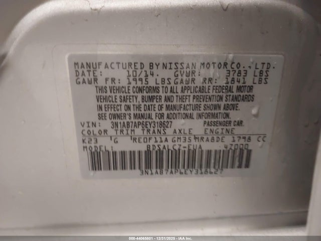 Nissan SENTRA S 2014 3N1AB7AP6EY318627 Image 9