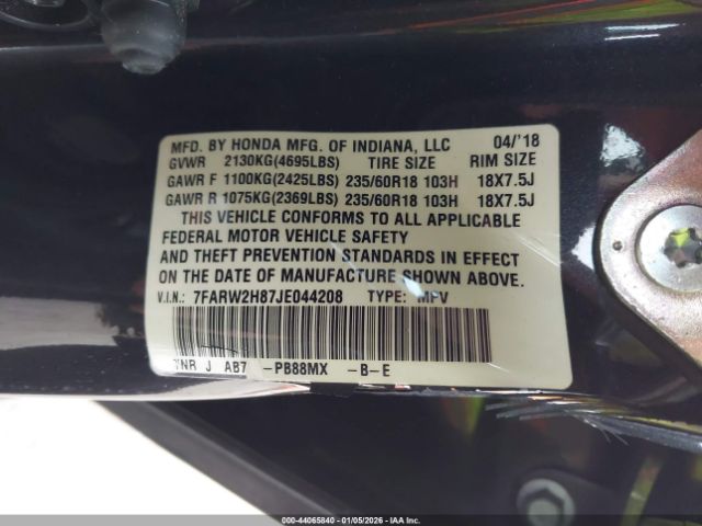 2018 HONDA CR-V 7FARW2H87JE044208 Photo 8