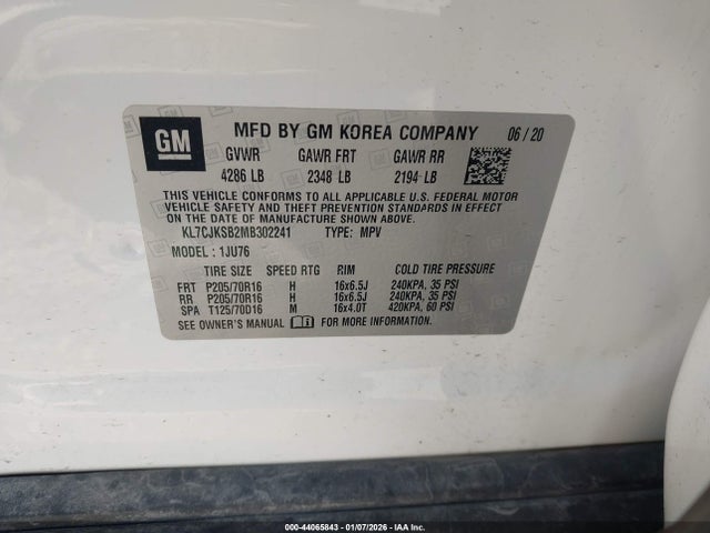 2021 CHEVROLET TRAX KL7CJKSB2MB302241 Photo 8