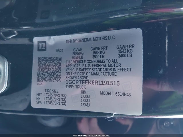 1GCPTFEK6R1191515 Chevrolet Colorado 4wd Zr2