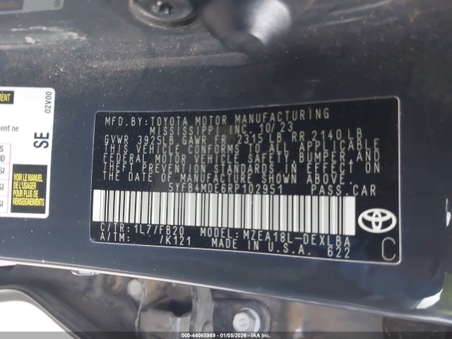 Toyota COROLLA LE 2024 5YFB4MDE6RP102951 Image 9