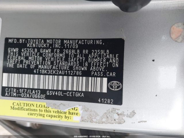 2010 TOYOTA CAMRY 4T1BK3EK2AU112786 Photo 8