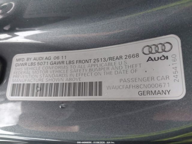 2012 AUDI A5 WAUCFAFH8CN000671 Photo 8