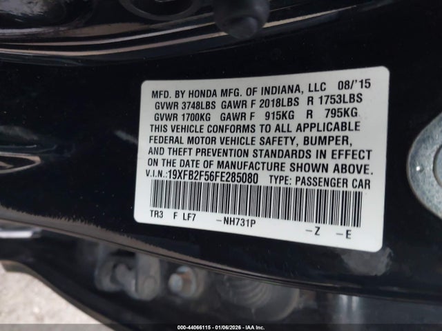 Honda Civic Lx 2015 19XFB2F56FE285080 Image 9