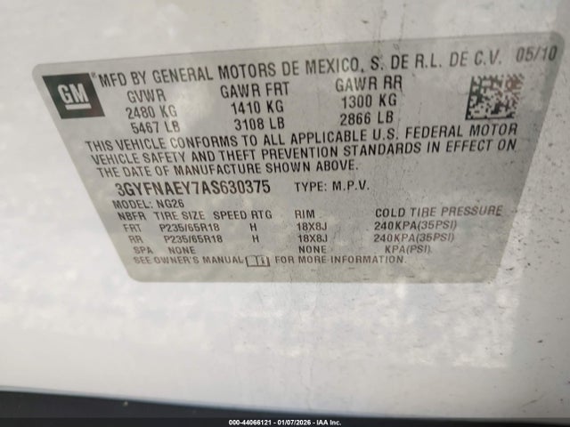 2010 CADILLAC SRX 3GYFNAEY7AS630375 Photo 8