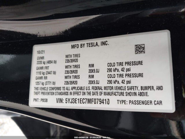 2021 TESLA MODEL 3 5YJ3E1EC7MF079410 Photo 8