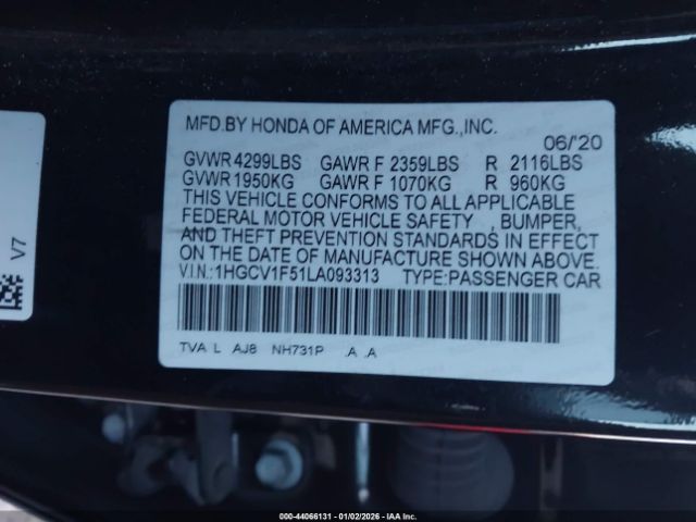 2020 HONDA ACCORD 1HGCV1F51LA093313 Photo 8